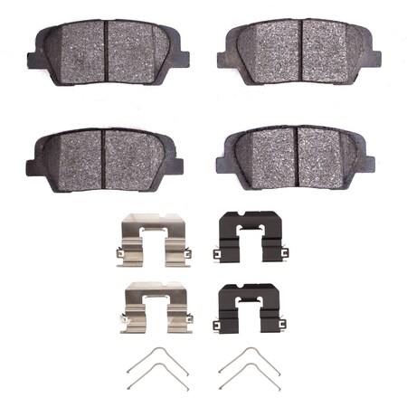Dynamic Friction Co 3000 Semi-Metallic Brake Pads and Hardware Kit, Low Dust, 100% Copper Free, 100% Asbestos-free, Rear 1311-1816-04